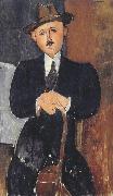 Amedeo Modigliani Seated Man with a Cane (mk39) oil painting on canvas